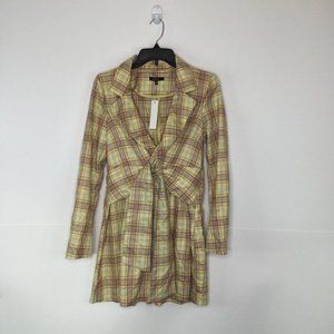 Entry Coat Women Medium Multicolor Plaid Long Sleeve Soft Shell NWT